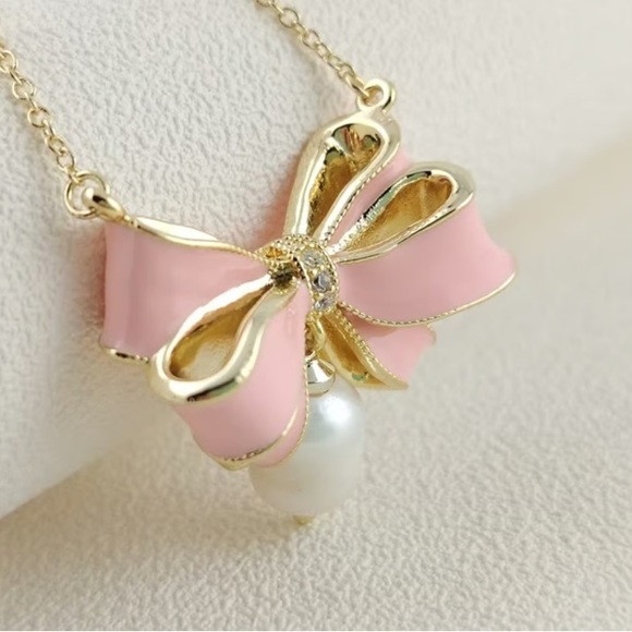 Kendra Scott LoveShackFancy Pink Bow Necklace - Picture 2 of 3